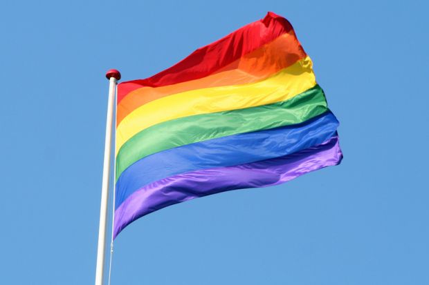 LGBT flag flying