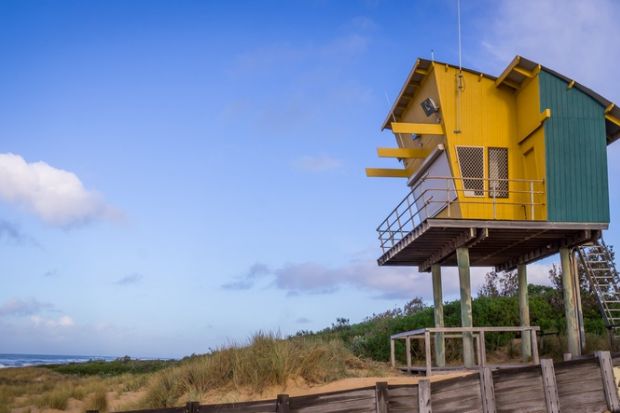 Lifeguard Tower at Lakes Entrance Beach, Victoria, Australia
