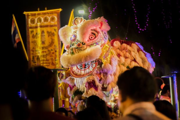 Lion dancing in China