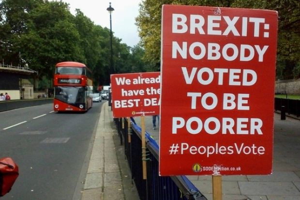 London, Uk - Circa June 2019 People's Vote campaign signs with messages Brexit Nobody voted to be poorer and We already have the best deal