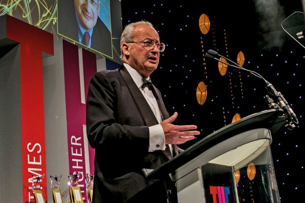 Lord Sainsbury of Turville, University of Cambridge, speaking at Times Higher Education Awards 2016
