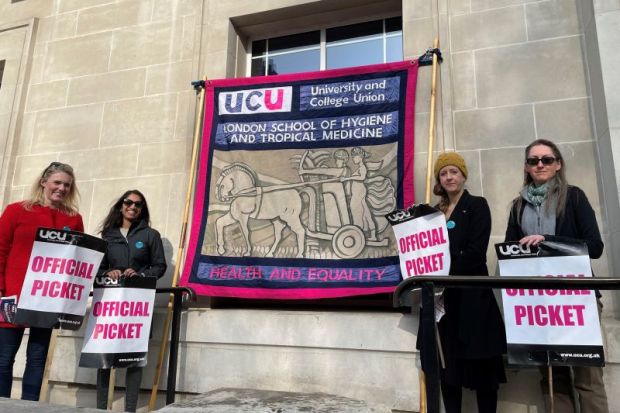Strike picket line at London School of Hygiene and Tropical Medicine