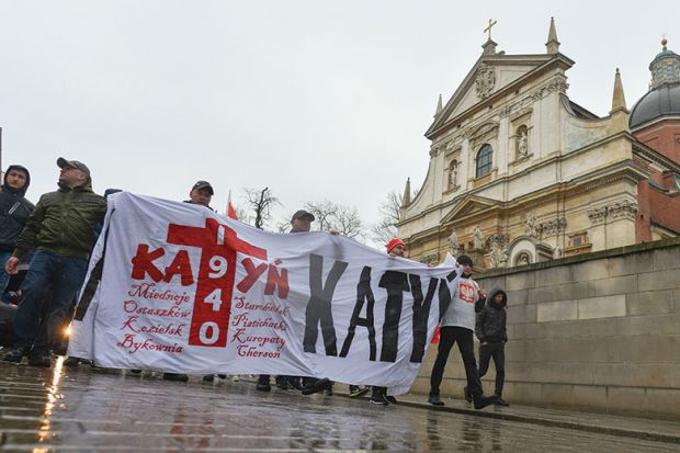 March in Krakow to commemorate the Katyn masscre