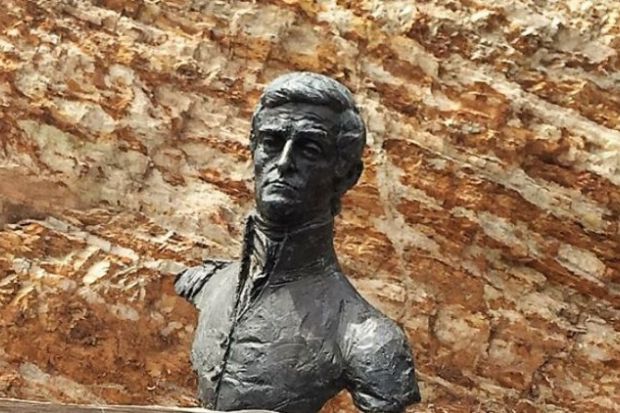Bust of explorer Matthew Flinders at Flinders University's Bedford Park campus