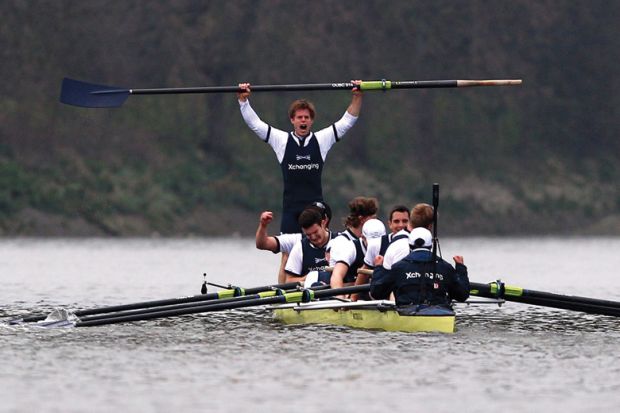 Moritz Hafner celebrates Oxford and Cambridge University Boat Race win