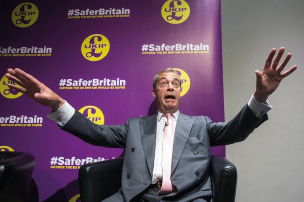 Nigel Farage, Ukip, giving Vote Leave/Brexit speech, Westminster, London