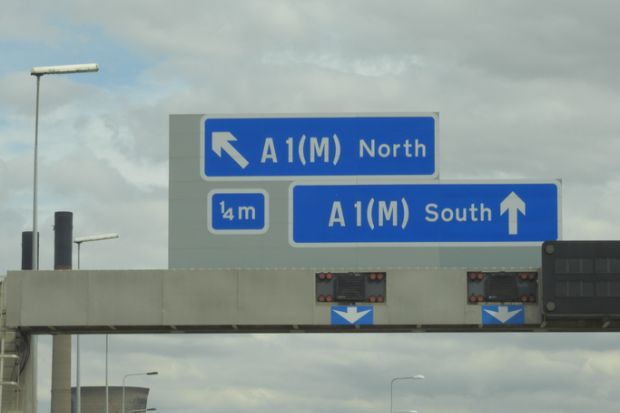 North and South motorway signs
