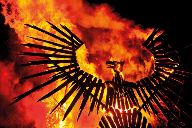 A phoenix rising from flames
