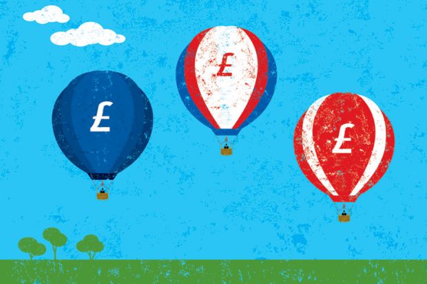Pound symbol balloons (fee rise) illustration
