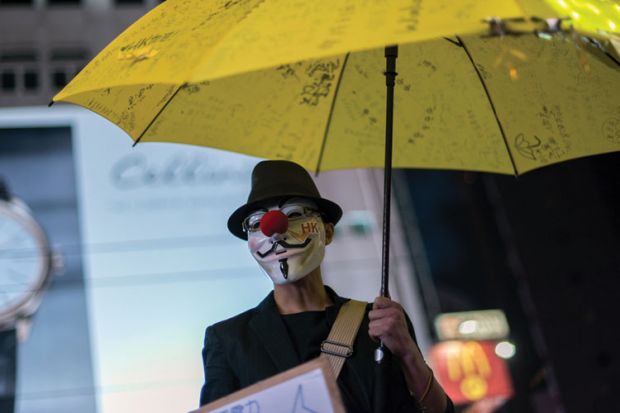 Pro-democracy protester, Causeway Bay district, Hong Kong, 2014