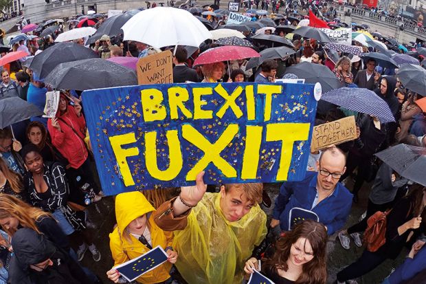 Protestors at anti-Brexit demonstration, Trafalgar, Square, London