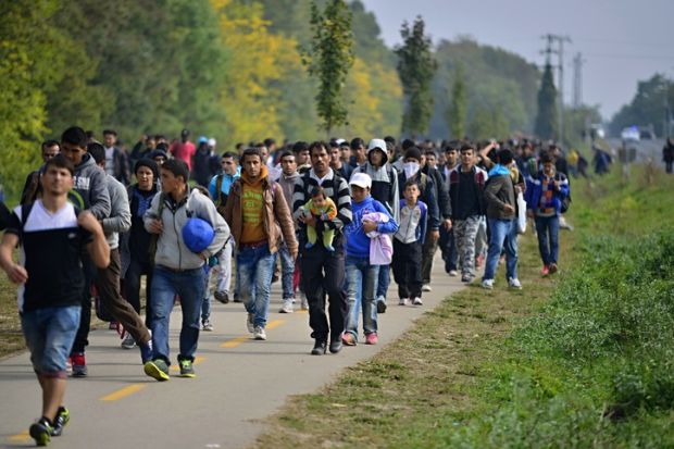 Refugees leaving Hungary in 2015