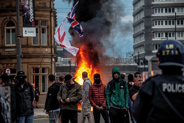 Rioters in Sunderland in August 2024