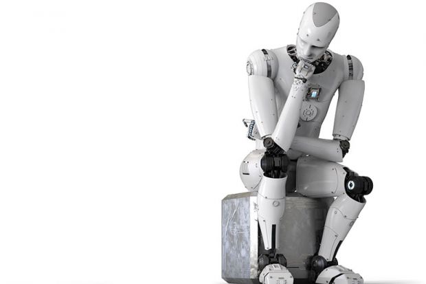 Robot in thinker pose