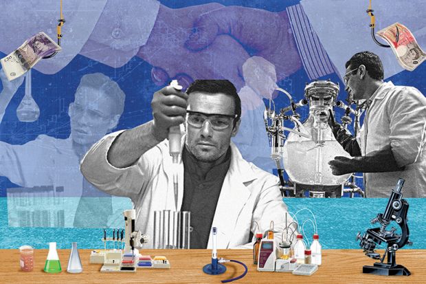An illustration of scientists in the lab by Miles Cole (9 August 2018)