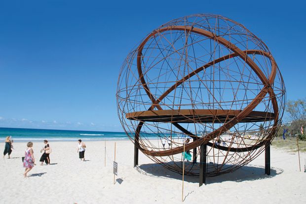 Abstract sculpture on beach