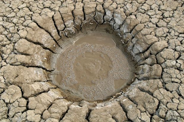 Shallow mud-filled hole
