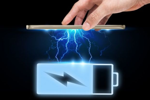 Smart phone interaction battery icon with power effect