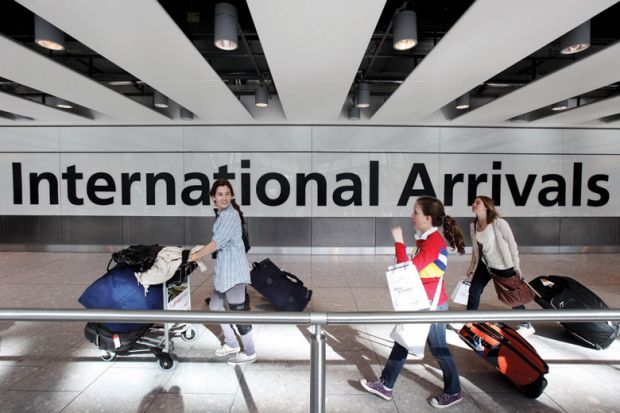 Students arrive at airport