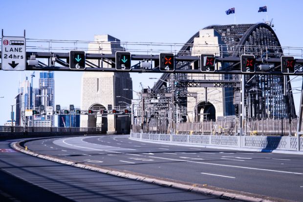 Sydney Harbour Bridge during lockdown