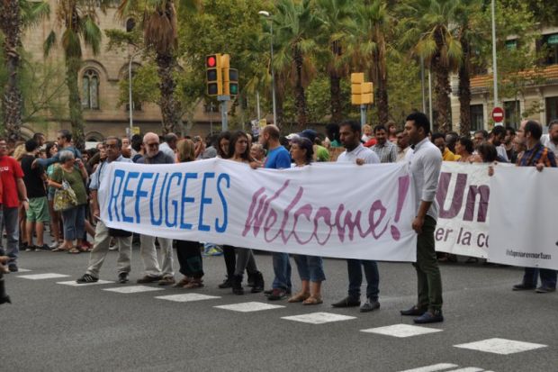 Pro-refugee demonstration, Barcelona
