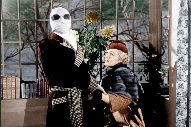 Claude Rains and Gloria Stuart in The Invisible Man, 1933