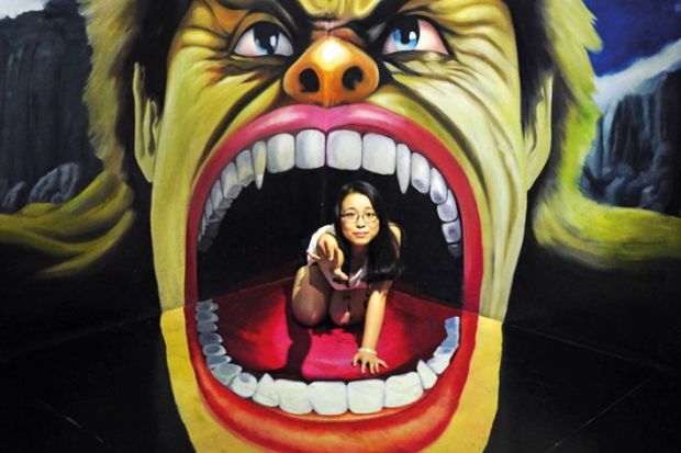 asian woman with hulk painting