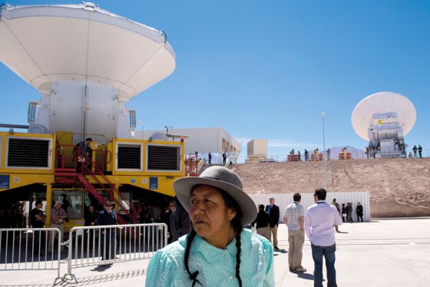 ALMA (Atacama Large Millimeter/submillimeter Array) project radio telescope antennas