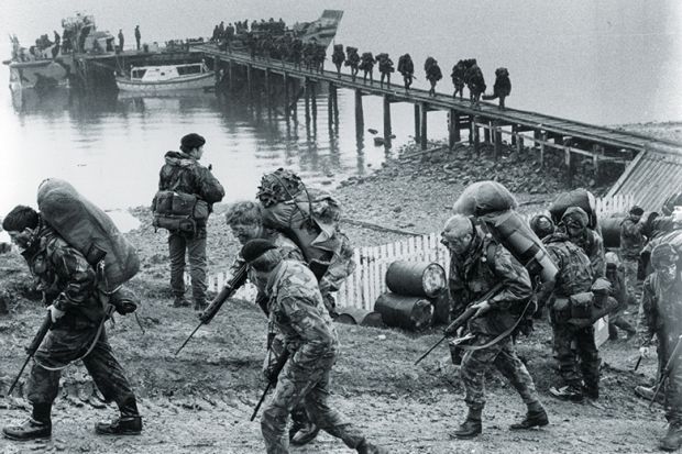 British Army troop in the Falklands