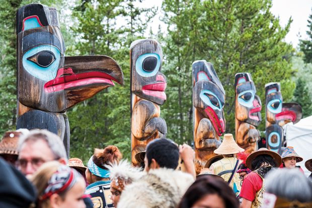 People at the Tlingit Celebration in Teslin, Yukon, Canada