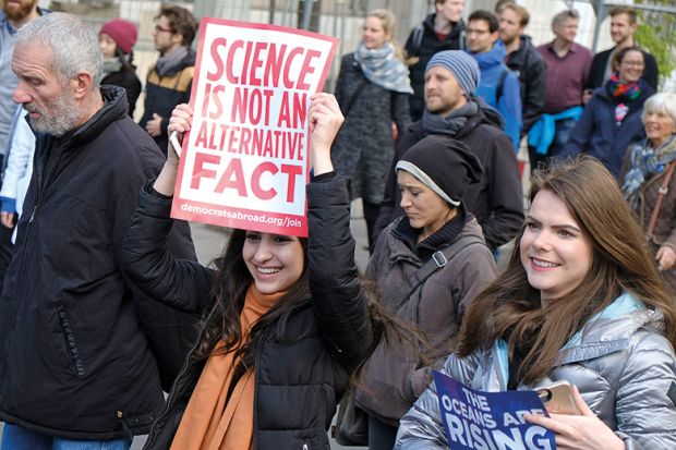 March for Science. "Science is not an alternative fact" placard.
