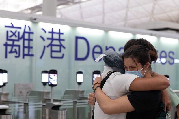 Farewell at Hong Kong International Airport