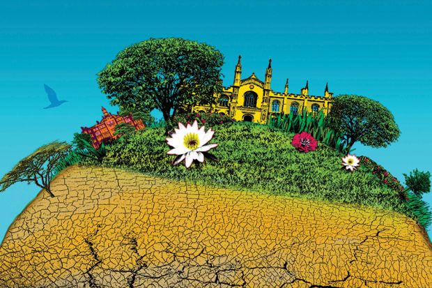 Climate change and university illustration