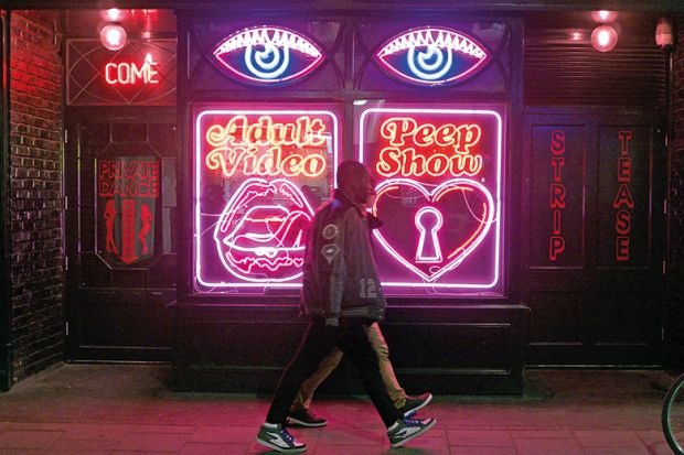 Neon signs on the exterior of La Bodega Negra, Soho, London