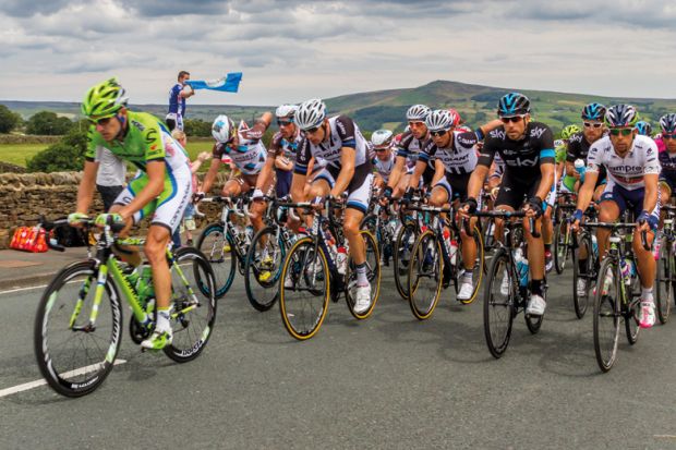 Tour de France cyclists competing, Yorkshire, England