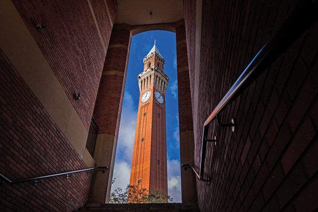 Joseph Chamberlain Memorial Clock Tower, the tallest freestanding clock tower in the world, at University of Birmingham