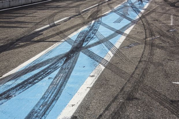 Tyre marks on race track