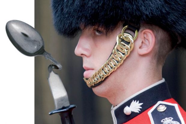 United Kingdom Queen's Guard bending spoon bayonet