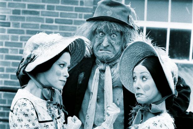 Worzel Gummidge with two Aunt Sally's to illustrate Finding a third way