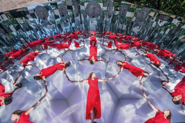 Woman laying on Sky-Frame installation of a mirror as metaphor for ‘zzzzzzzzzzzzzzzzzzzive up freedoms’ to solve reproducibility crisis, says expert