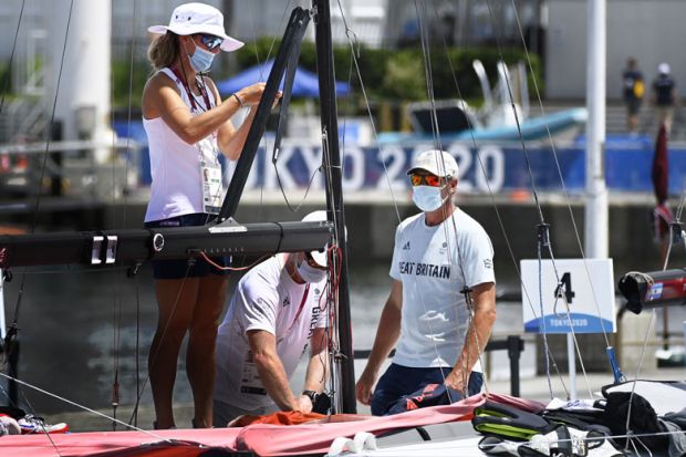 Great Britain team on a sailing boat during the Tokyo 2020 Olympic Games sailing competition as a metaphor for Covid crisis: ‘everybody was in the same boat’