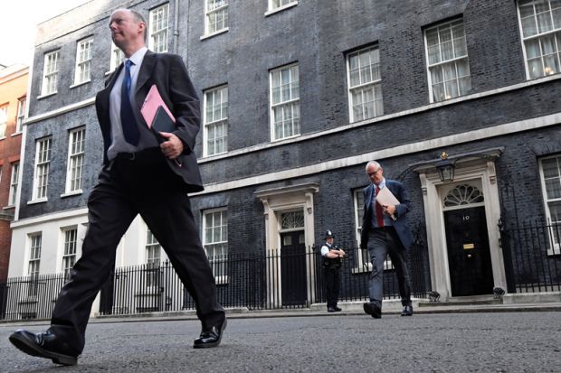 Chief Medical Officer for England, Chris Witty and Chief Scientific Adviser Sir Patrick Vallance walk outside Downing Street in London, Britain to illustrate As former science minister, I see Patrick Vallance as  an inspired appointment