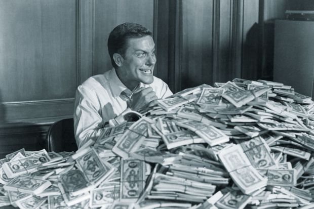 Dick Van Dyke sitting with stack of cash to illustrate Extra REF cash ‘will propel research culture’ in English post-92s