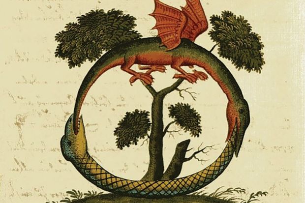 Illustration Chinese dragon to illustrate Liberty on a leash
