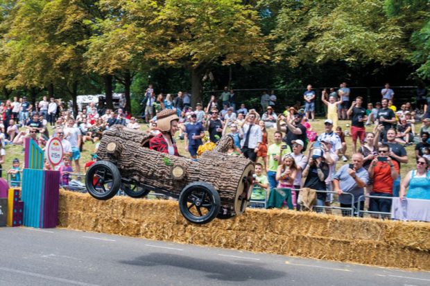 Axe soapbox car races down a hill course to illustrate UK sector must soothe ‘sores’ to fight cuts, warns ex-adviser