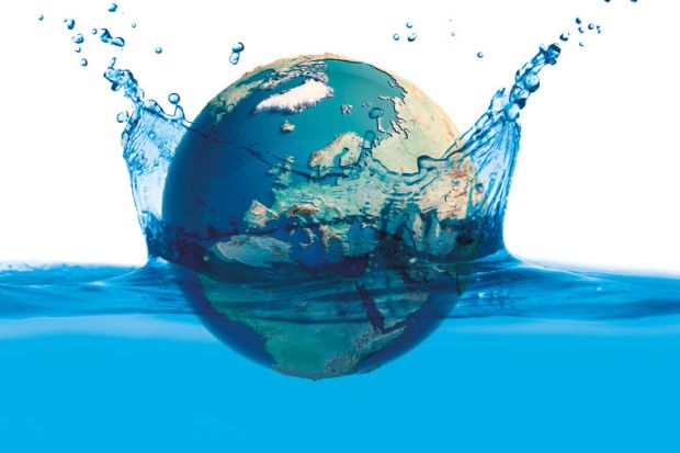 Globe splashing water as a metaphor for Scholars from the Global South must be helped to make a splash