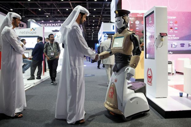 shake hands with robot