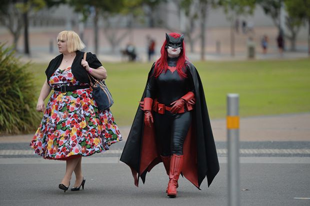 Woman dressed as a superhero