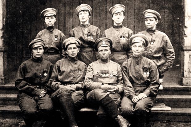The staff of Lieutenant Maria Boch­kareva’s Russian Women’s Battalion  of Death, in which ‘giggling was strictly forbidden’