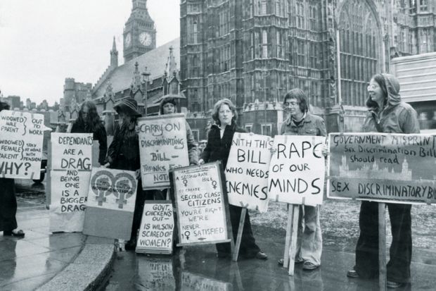 Womens Liberation Movement protesting against Sex Discrimination Act, House of Commons, London